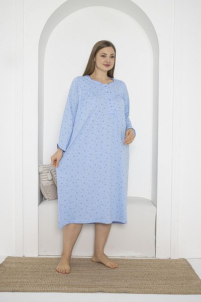 SEBOTEKS Guler cu mâneci lungi, 100% bumbac, bumbac pieptănat, cămașă de noapte pentru mamă de mărime mare 933
