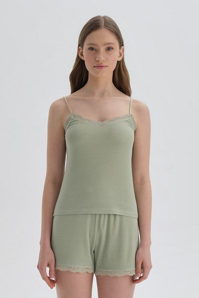 Dagi Green Strappy Viscose Undershirt Pajama Top