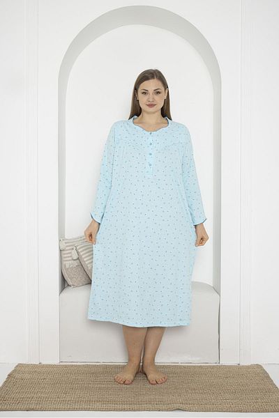 SEBOTEKS Guler cu mâneci lungi, 100% bumbac, bumbac pieptănat, cămașă de noapte pentru mamă de mărime mare 933