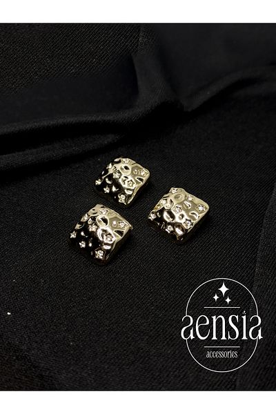 aensia Square Rose Gold Hammered Metal with Stones on the Star Model Jacket Button Pinterest Button 2.29CM - 3 Pieces
