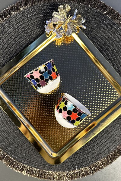 porselenden Black Star Gold Premium 2-Piece Mirra (WITHOUT PLATE) Espresso Coffee Cup Set