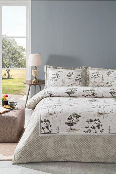 Afrodit Double Ranforce Duvet Cover Set - Toile de Jouy Beige