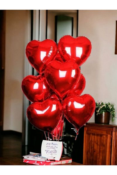 Happyland Foil Heart Balloon 2 Pieces Red Heart Balloon February 14 Wedding Favor Anniversary Sweetheart Balloon