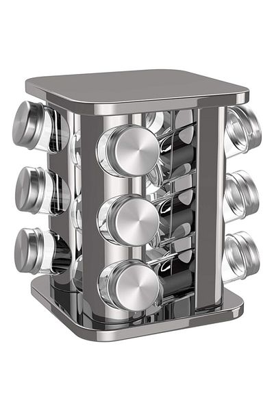 STLIFE Spice Set Stainless Steel Rotating Spice Rack Set Dowry Sets 12 Bottles Multiple Spices