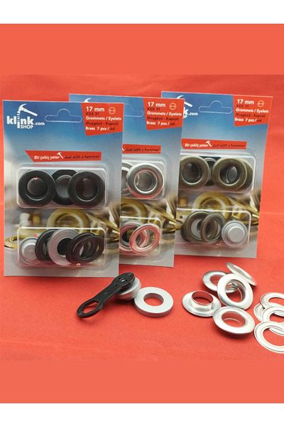 Klinkshop No 31 Eyelet Hammer Application Apparatus and 7 Pieces 17 Mm Gold Color Eyelet Kit - Stainless Brass
