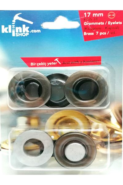 Klinkshop No 31 Eyelet Hammer Application Apparatus and 7 Pieces 17 Mm Antique Yellow Eyelet Kit - Stainless Brass
