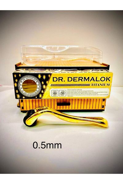 Dr.Dermalok Dermaroller Gold Professional 0.5mm New Series Suitable for Hair, Beard, Eyebrow Serum Use