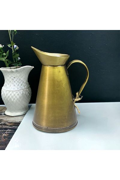 LUCKYHOMES Σφυρήλατο σίδερο χρυσό ιταλικό διακοσμητικό μεταλλικό βάζο - 21Χ12 γλάστρα, κανάτα μοντέλο Ikea