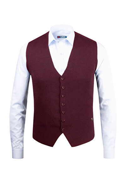 Çizgi Triko Men's Sports/Classic Knitwear Vest - Buttoned, Sleeveless