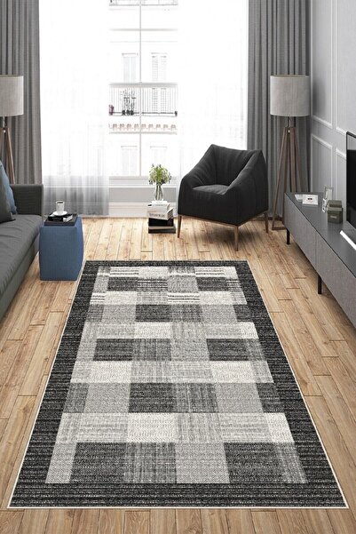 MUA HOME DECOR Geometrik Desen Dijital Baskı Yıkanabilir Kaymaz Taban Ince Sa...