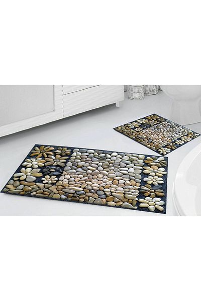 MUA HOME DECOR قاعدة مضادة للانزلاق قابلة للغسل 2 قطعة 60x100 50x60 سجادة حمام مجموعة مقعد المرحاض