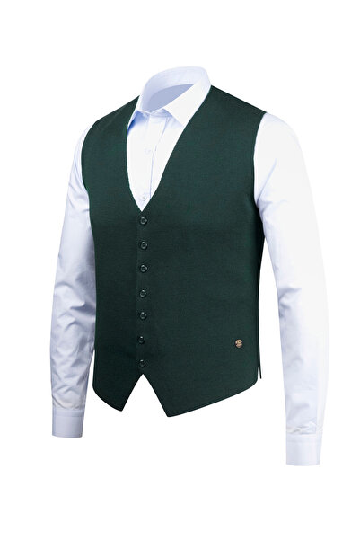 Çizgi Triko Men's Buttoned Sports / Classic Knitwear Knitted Sleeveless Vest