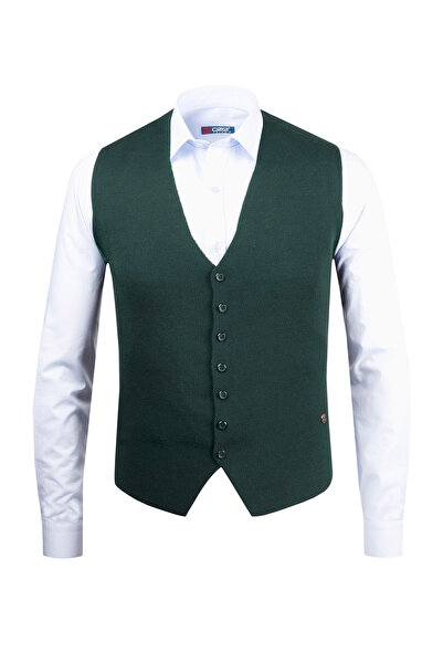 Çizgi Triko Men's Buttoned Sports / Classic Knitwear Knitted Sleeveless Vest