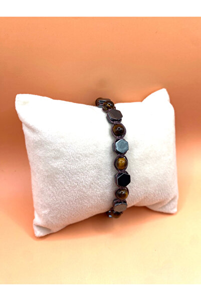 Deniz Doğal Taş Artanyon Model Kaplan Gözü Hematit Bileklik