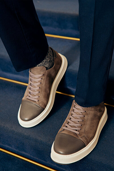 ALTINYILDIZ CLASSICS Erkek Gri %100 Deri Rahat Taban Sneaker Spor Ayakkabı