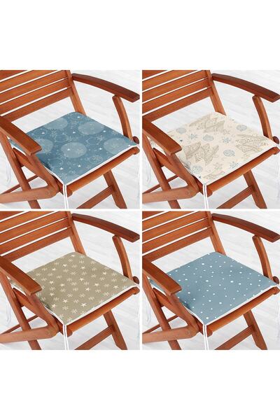 Nish & Royal Set de 4 perne de scaun moderne cu fermoar cu desen geometric pe...