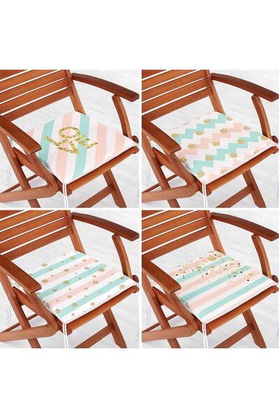 Nish & Royal Set de perne de scaun modern, cu fermoar, 4 piese, cu desen geom...