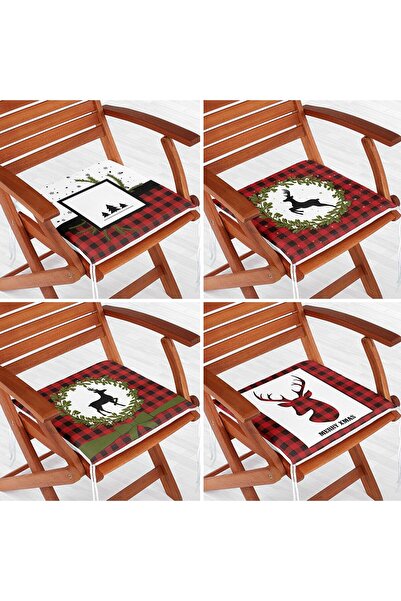 Nish & Royal Set de 4 perne pentru scaune cu fermoar, imprimate digital, cu d...