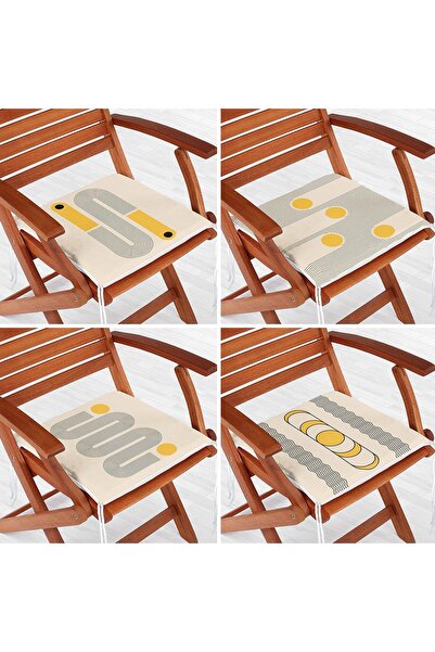 Nish & Royal Set de 4 perne pentru scaun cu fermoar cu motiv scandinav cu dun...