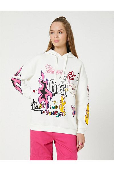 Koton 4wal10044ık Women's Sweat Ecru