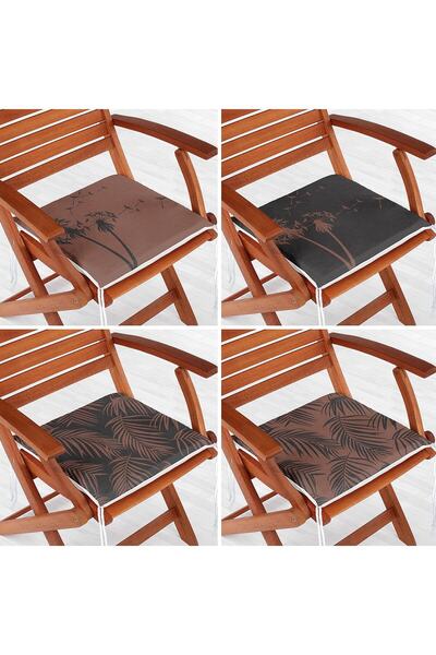 Nish & Royal Set de 4 perne pentru scaune cu fermoar cu desen cu frunze tropi...