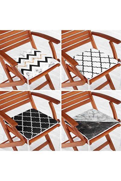 Nish & Royal Set de 4 perne pentru scaune cu fermoar cu motiv geometric cu de...