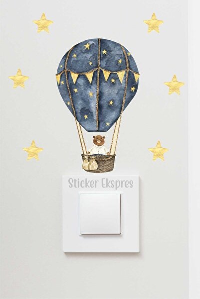 Sticker Ekspres Ayıcıklı Balon Ve Yıldızlar Dekoratif Priz Sticker