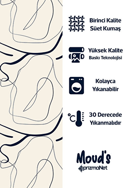 Moud's Omegu 4 Desenli Yuvarlak Süet Dertsiz Masa Örtüsü