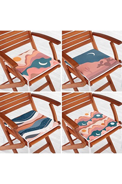 Nish & Royal Set de 4 perne pentru scaun cu fermoar imprimate digital cu desi...