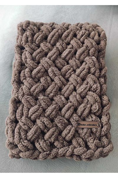 BODUR EMBROIDERY Κασκόλ Puffy 100% Πλεκτό στο χέρι Νέο Σχέδιο 170 * 22 εκ. Καφέ Moka 321