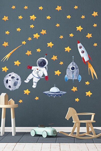 Sticker Ekspres Astronot Uzay Macerası Çocuk Odası Duvar Sticker Seti