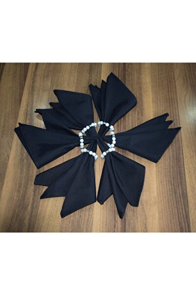 paris in paris 6 bucăți șervețele de serviciu din țesătură neagră cu inele de perle țesătură de in de rață de prima calitate (țesătură fără șold)