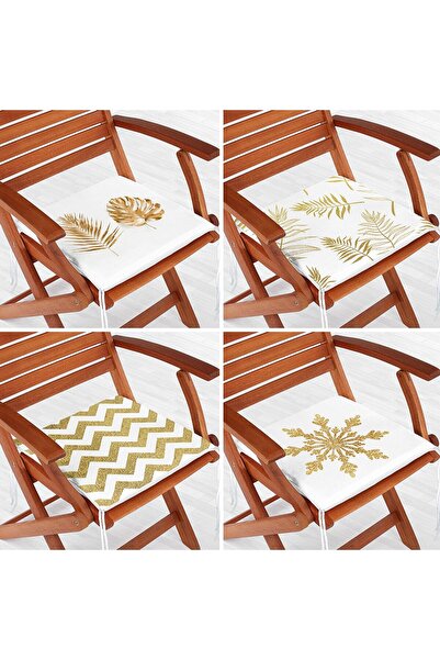 Nish & Royal Set de perne pentru scaun cu fermoar, 4 piese, frunze de aur și ...
