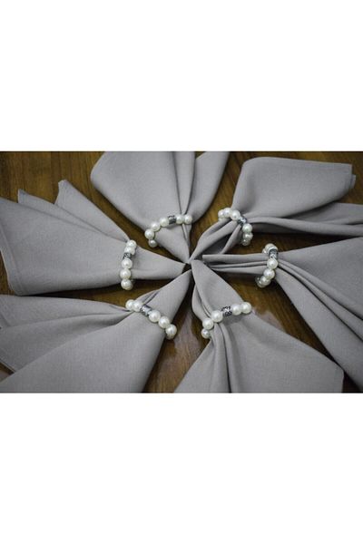 paris in paris 6 Pieces Gray Fabric Serving Napkin with Pearl Rings 1st Quality Duck Linen Fabric (DERTLESS FABRIC)