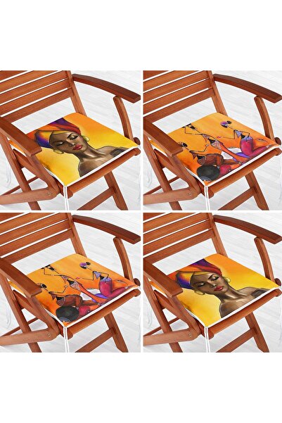 Nish & Royal Set de 4 perne pentru scaune cu fermoar cu motiv african