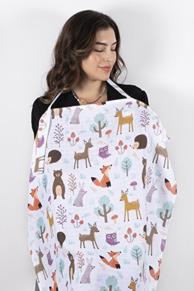 paris in paris Κάλυμμα θηλασμού 100% βαμβακερό ύφασμα μουσελίνα με χαρούμενο σχέδιο δάσους