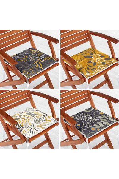 Nish & Royal Set de 4 perne pentru scaun cu fermoar cu flori tropicale pentru...