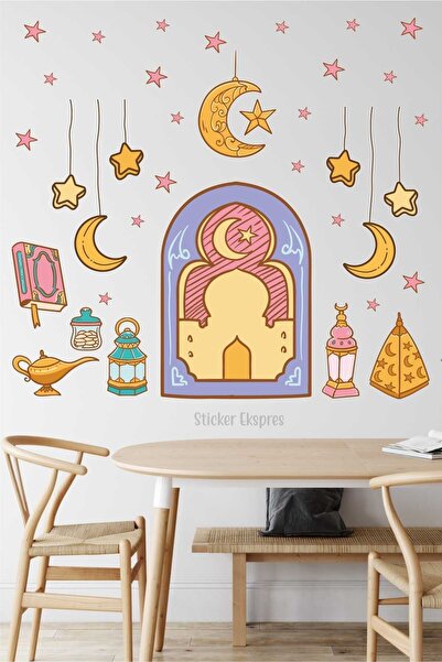 Sticker Ekspres Ramazan Fener Ay Ve Yıldızlar Duvar Ve Cam Sticker Seti