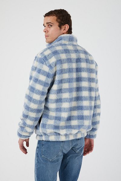 UNIQROY Alpaca Warm Faux Wool Plush Coat with Pockets Regular Cut Blue