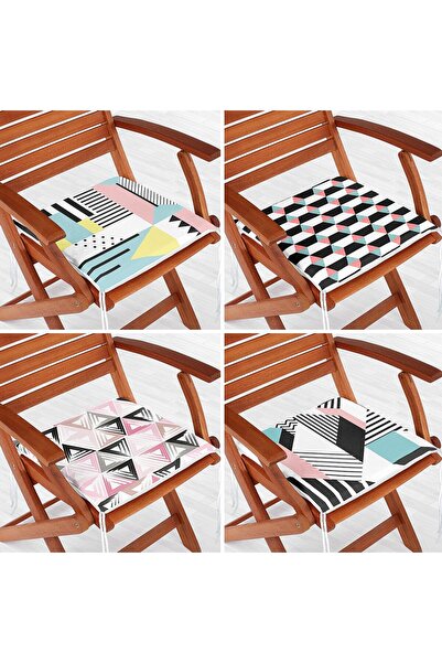 Nish & Royal Set de 4 perne pentru scaune cu fermoar cu desene geometrice col...