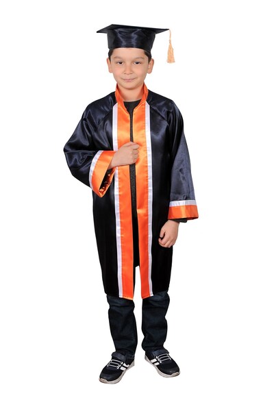 Mezuniyetshop Mezuniyet Kep Cubbe Ilkokul Lacivert Turuncu Beyaz