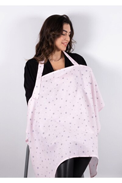 paris in paris Κάλυμμα θηλασμού από 100% βαμβακερό ύφασμα μουσελίνας (ΜΕ ΣΧΕΔΙΟ ΡΟΖ ΑΣΤΕΡΙ)