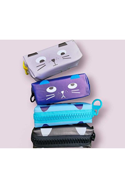 Rota Hediyelik Sevimli Büyük Fermuarlı Kedi Kalem Kutusu Kalemlik 1 Adet