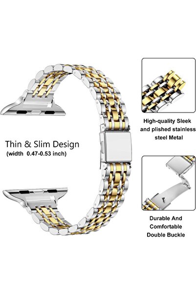 mimtec Apple Watch Ultra 3 4 5 6 7 8 9 Se Nike 38 40 41mm Kalite Kordon Bileklik Parlak Çelik Loop