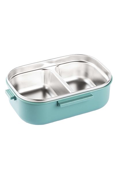 Tantitoni 024-01-TEDEMEI GREEN STAINLESS STEEL RECTANGULAR CHOPSTICK AND FOOD CARRIAGE BOWL WITH SPOON 850ML