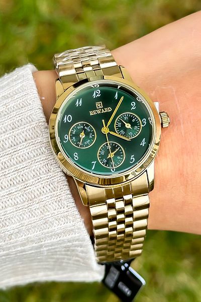Reward Stylish Design Numeral Multi-Function Green Color Women's Wristwatch