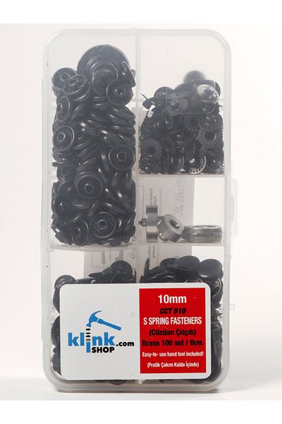 Klinkshop 10 Mm Snap Hammer Application Apparatus and Black Color 100 Pieces Snap Kit - Stainless Brass Snap