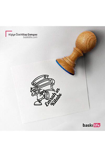 Baskı Life Kitap Taşıyan Çocuk Kaşe Kişiye Özel Kitap Damgası Kitap Mührü Kaş...