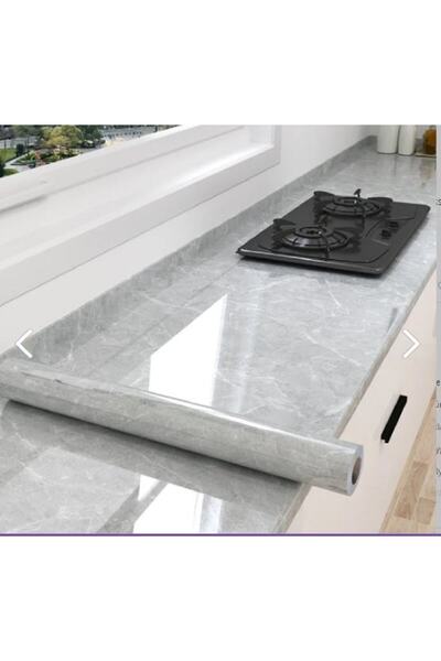 Genel Markalar Mermer Desenli Mutfak Tezgah Üstü Fayans Kaplama Yapışkanlı Folyo 5 Metre
