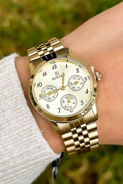Reward Stylish Design Numeral Multi-Function Gold Color Women's Wristwatch